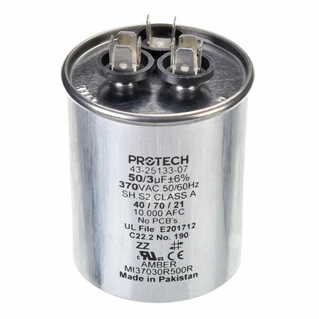Rheem Dual Capac 50/3 Mfd 370V Round 43-25133-07