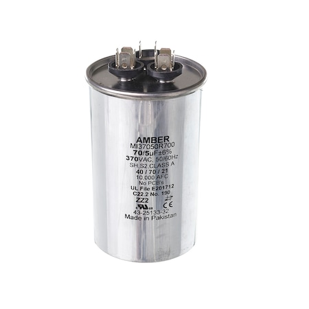 Rheem Round Run Capacitor 70/5Mfd, 370V 43-25133-32
