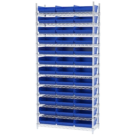 Akro-Mils Wire Shelving Kit, 14X36X74, 36 Bins AWS143630170G