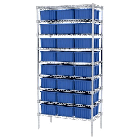 Akro-Mils Wire Shelving, 18X36X74, 24 Grid Boxes AWS183633166R