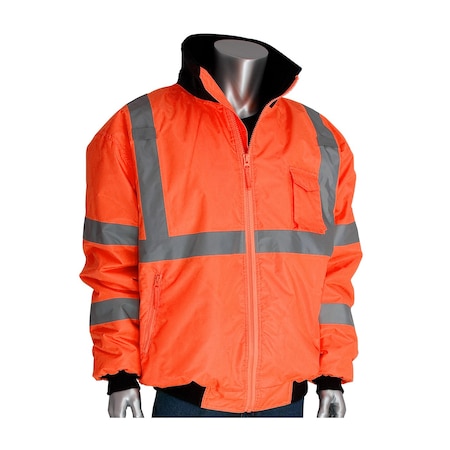 Pip Bomber Jacket Zip Out Fleece Liner, Polyester, Hi-Vis Orange, M 333-1762-OR/M