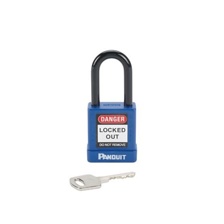 Panduit Safety Lockout Padlock, Aluminum, Blue, 1-1/2" Shackle Height, 1.58" Body Width PSL-8BU