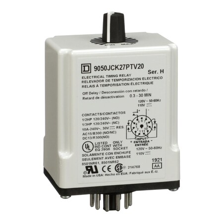 Square D Plug In Timer, off delay power trigger,  9050JCK27PTV20