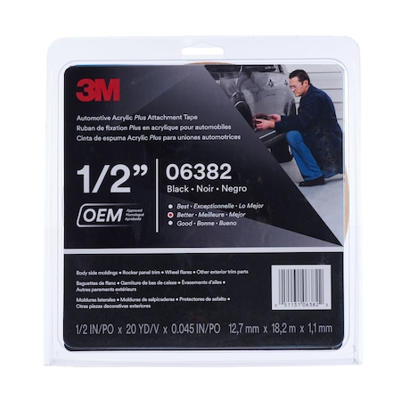3M Attachment Tape, Acrylic, 06382, Black, 70016040019