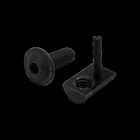 80/20 1/4"-20 Socket Head Cap Screw, Button Flanged, Black Zinc Plated Steel, 3/4 in Length 3485