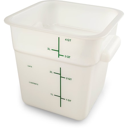 Carlisle Foodservice Food Storage Container, 4 qt, White 11961PE02