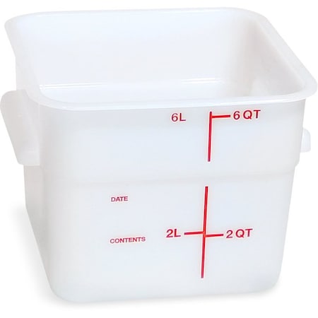 Carlisle Foodservice Food Storage Container, 6 qt, White 11962PE02
