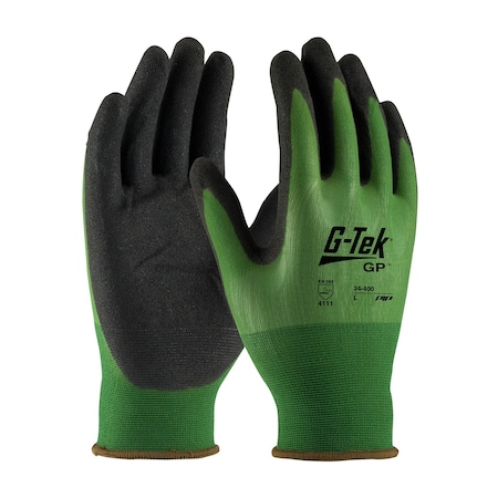 Pip Coated Gloves, Nitrile, Micro-Surface, 4-Mar, 2 Abrasion Level, Black/Green, 2XL 12 PK 34-400/XXL