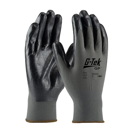 Pip Coated Gloves, Foam Nitrile, Sandy, Palm, 3 Abrasion Level, Gray/Black, L 12 PK 34-C232/L