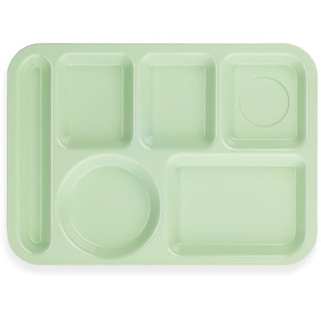Carlisle Foodservice Left-Hand, 6-Compartment Tray, Green, PK24 61409
