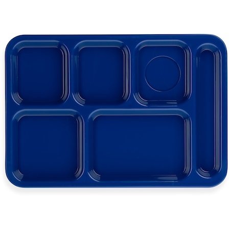 Carlisle Foodservice Right-Hand 6-Comp Tray, 14"x10", Blu, PK24 P614R14