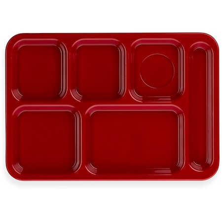 Carlisle Foodservice Right-Hand Compartment Tray, Red, PK24 614R05