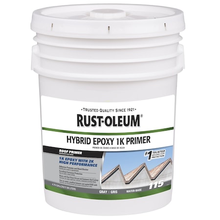 Rust-Oleum 115 Hybrid Epoxy 1K Roof Primer, Gray, 4.75 Gallon 355905