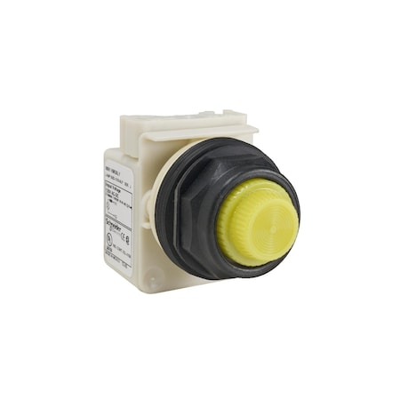 Square D Pilot light, Harmony 9001SK, plastic, polycarbonate, fresnel, yellow, 30mm, LED yellow, 24-28V 9001SKP35LYY31