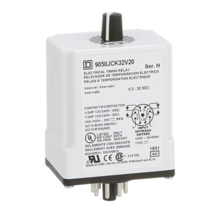 Square D Plug In Timer, interval, 0.3 to 30 secon 9050JCK32V20