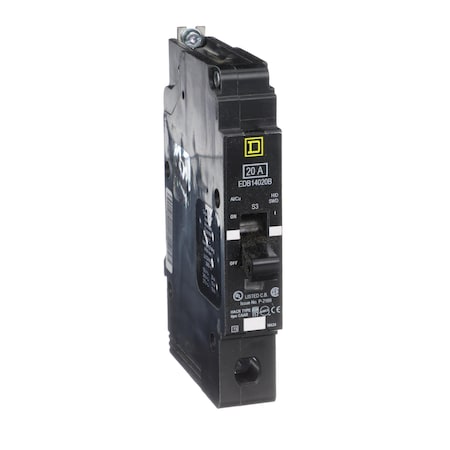 Square D Miniature Circuit Breaker, E FRAME Series, 20A, 1 Pole, 277V AC, 25kA at 120V AC EDB14020B