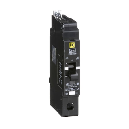 Square D Miniature Circuit Breaker, E FRAME Series, 20A, 1 Pole, 277V AC, 100kA  at 120V AC EJB14020