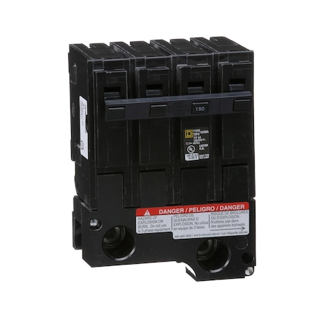 Square D Miniature Circuit Breaker, HOMELINE Series, 150A, 4 Pole, 240V AC, 10kA at 240V AC HOM2150BB