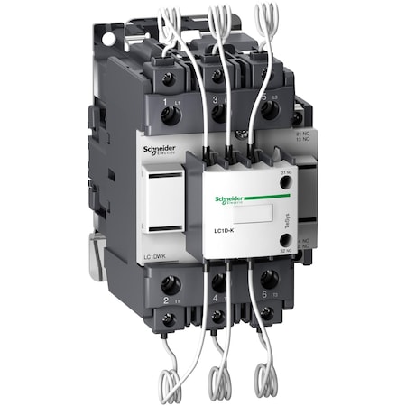 Schneider Electric Capacitor contactor, Tesys Deca, 63kVAR at 400/415V 50Hz, 120V AC 50/60Hz coil, screw clamp terminals LC1DWK12G7