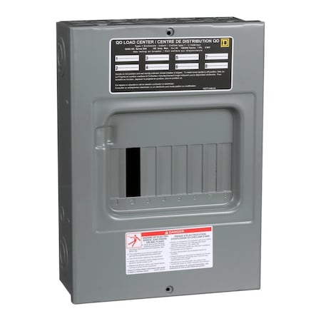 Square D Load Center, QO, 8 Spaces, 100A, 120/240V AC, Fixed Main Lug, 1 Phase QO8L100S