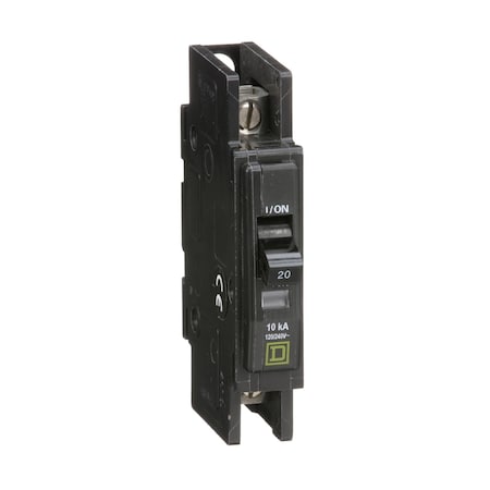 Square D Miniature Circuit Breaker, QO Series, 20A, 1 Pole, 120/240V AC, 10kA at 120/240V AC QOU120B