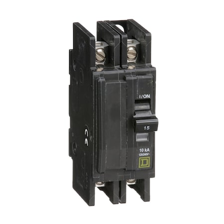 Square D Miniature Circuit Breaker, QO Series, 15A, 2 Pole, 120/240V AC, 10kA at 120/240V AC QOU215B