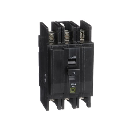 Square D Miniature Circuit Breaker, QO Series, 15A, 3 Pole, 120/240V AC, 10kA at 120/240V AC QOU315B