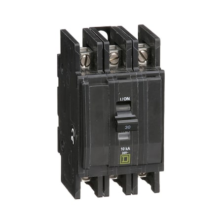 Square D Miniature Circuit Breaker, QO Series, 30A, 3 Pole, 120/240V AC, 10kA at 120/240V AC QOU330B