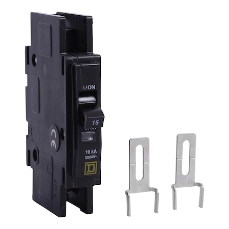 Square D Miniature Circuit Breaker, QO Series, 15A, 1 Pole, 120/240V AC, 10kA at 120/240V AC QOUR115