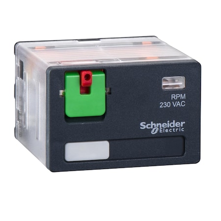 Schneider Electric Power plug-in relay, 15 A, 4 CO, 230 V A, 230V AC Coil Volts, 4 C/O RPM41P7