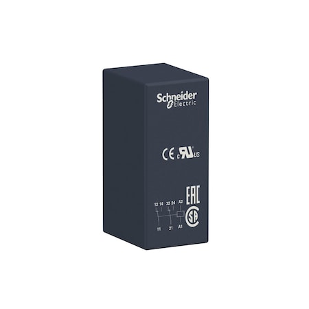 Schneider Electric Interface plug-in relay, 8 A, 2 CO, 24 V, 24V AC Coil Volts, 2 C/O RSB2A080B7