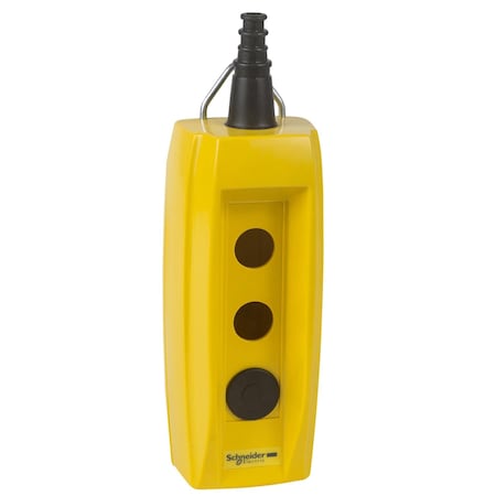 Schneider Electric Empty pendant control station, Harmony XAC, plastic, yellow, 2 cut outs, for cable 7.13mm XACB020