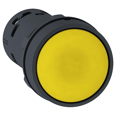 Schneider Electric Push button, Harmony XB7, round yellow flush, 22mm, spring return, 1NO, unmarked XB7NA81