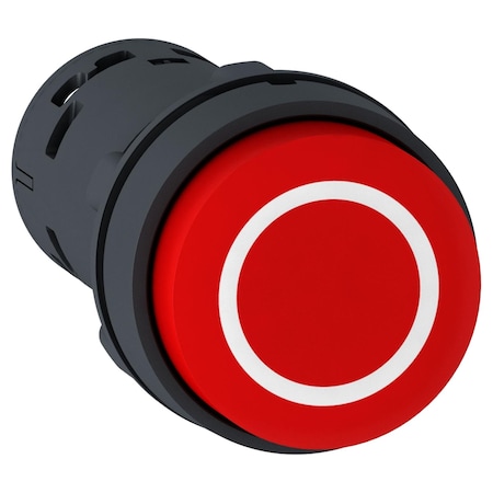 Schneider Electric Push button, Harmony XB7, round red projecting, 22mm, spring return, 1NO + 1NC, white marked O XB7NL4532