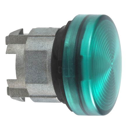 Schneider Electric Head for pilot light, Harmony XB4, green, 22 mm with grooved lens BA9s bulb ZB4BV03S