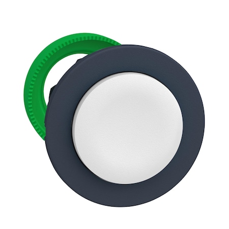 Schneider Electric Harmony XB5, Antimicrobial Flush mounted push button head, plastic, projecting, white, Ã˜30, spring return, unmarked, dark grey bezel ZB5FL1