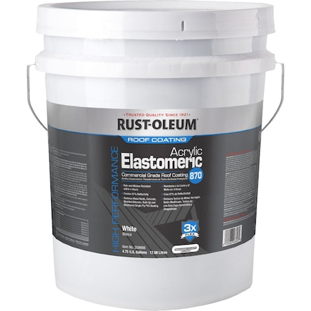 Rust-Oleum 870 Elastomeric Commercial Grade Roof Coating, White, 4.75 Gallon 359666