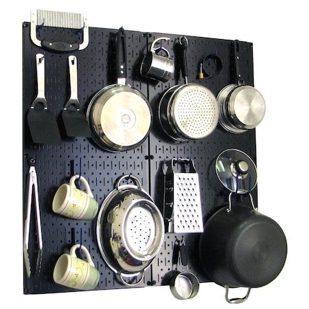 Wall Control Commercial Kitchen Pegboard Rack, Black/Blue 35-IKTH-200-BBU