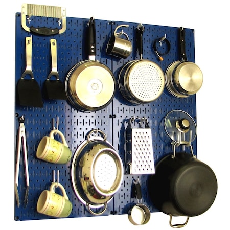 Wall Control Commercial Kitchen Pegboard Rack, Blue/White 35-IKTH-200-BUW