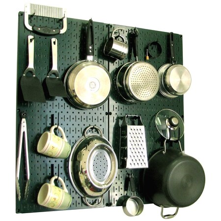 Wall Control Commercial Kitchen Pegboard Rack, Green/Black 35-IKTH-200-GNB