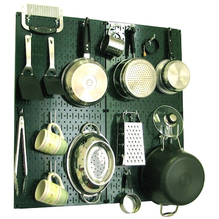 Wall Control Commercial Kitchen Pegboard Rack, Green/White 35-IKTH-200-GNW