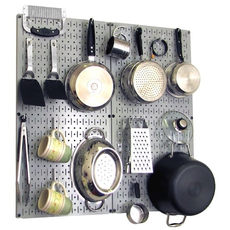 Wall Control Commercial Kitchen Pegboard Rack, Grey/White 35-IKTH-200-GW