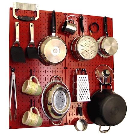 Wall Control Commercial Kitchen Pegboard Rack, Red/Blue 35-IKTH-200-RBU