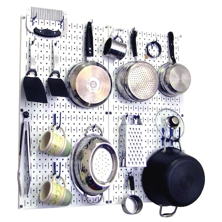 Wall Control Commercial Kitchen Pegboard Rack, White/Blue 35-IKTH-200-WBU