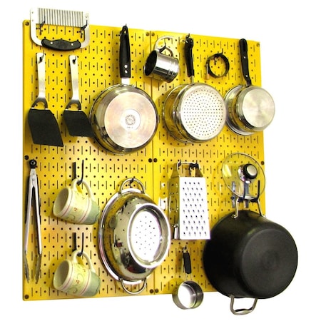Wall Control Commercial Kitchen Pegboard Rack, Yellow/Blue 35-IKTH-200-YBU