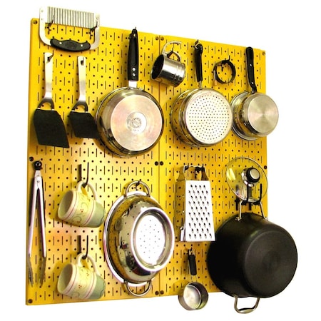 Wall Control Commercial Kitchen Pegboard Rack, Yellow/Black 35-IKTH-200-YB