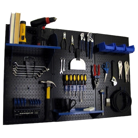 Wall Control Standard Industrial Pegboard Kit, Black/Blue 35-IWRK-400-BBU