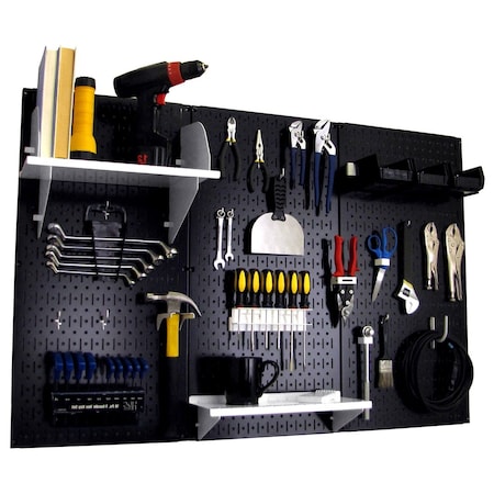 Wall Control Standard Industrial Pegboard Kit, Black/White 35-IWRK-400-BW
