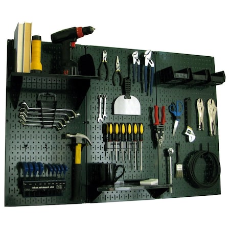 Wall Control Standard Industrial Pegboard Kit, Green/Black 35-IWRK-400-GNB