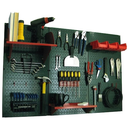 Wall Control Standard Industrial Pegboard Kit, Green/Red 35-IWRK-400-GNR